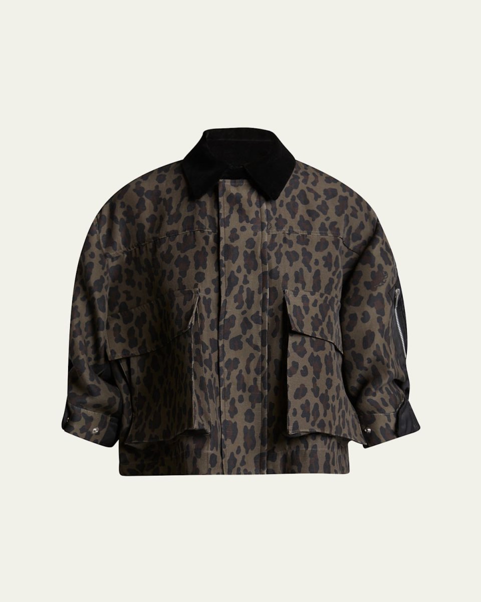 Hybrid Leopard Three-Quarter Sleeve Jacket